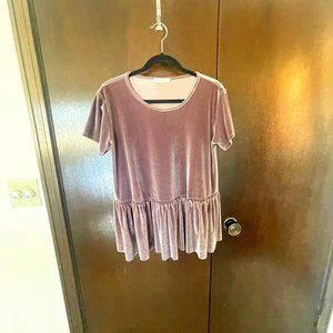 Women's Dusty Purple Velvet Baby Doll Top S/M